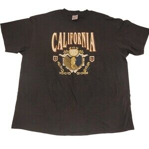 VTG 90s T Shirt XXL Black 2XL Single Stitch California Lazy Guys Club USA Tee